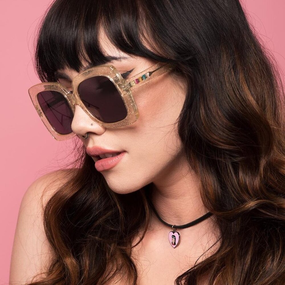 Betty and Veronica oversized Nancy Sunglasses with a gold glitter frame-- New !